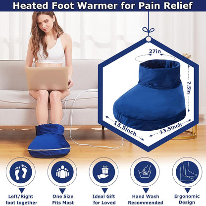CAMECO 2-in-1 Cordless Foot Heating Pad & Massagers for Feet Neuropathy Pain Relief, 5000mAh 104℉-140℉ Heated Foot Warmers for Women Men, Rechargeable Vibration Heating Booties for Ankle Under Desk