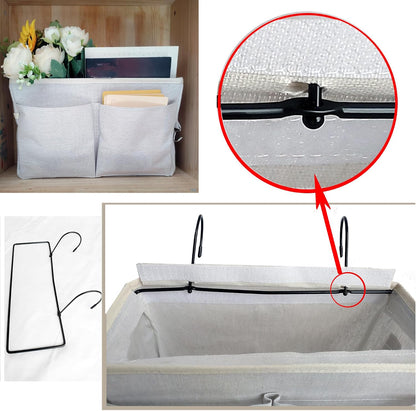 Bedside Caddy Bedside Hanging Storage Basket Multi-Function Organizer Caddy for Bunk and Hospital Beds Dorm Rooms Bed Rails, Can be Placed Glasses Books Mobile Phones（Navy Blue）