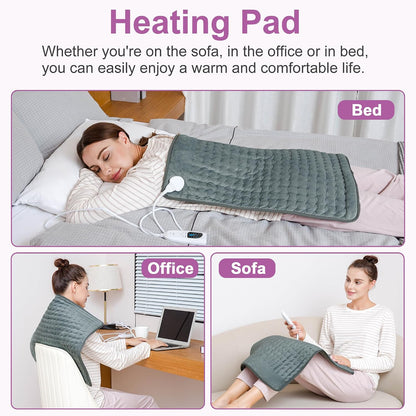 Heating Pad,Heated Blanket,Heating Pad for Back Neck,Grey,24x12 Inch | Electric Heating Pad,Dry/Moist Heat Heating Pads,Heating Pads for Shoulder,Abdomen,Heat Pad for Women Men,Birthday Gift