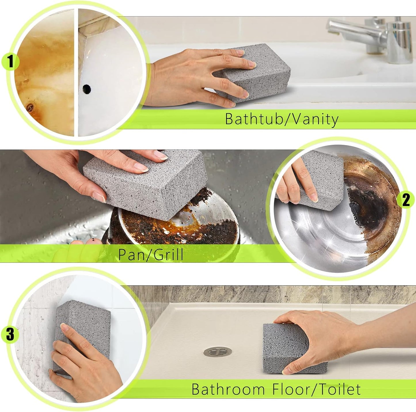 Maryton Grill Stone Cleaning Brick - Griddle Grills Cleaning Kit Block Pumice Stone for Removing Stains BBQ Grease, 3 Count | Pumice Brick for Removing Stains BBQ Grease of Griddle
