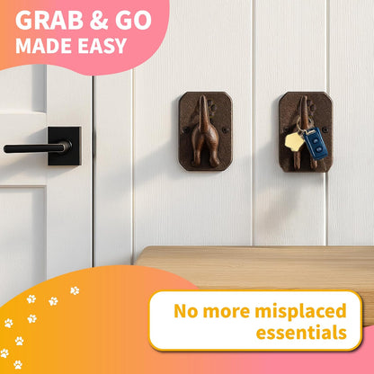 Tapeera 1 Pack Cast Iron Dog Leash Holder for Wall - Dog Butt Hooks Organizer - Heavy Duty Wall Hooks for Keys, Coat, Harness, Hat, Bag, Towel - Rustic Decorative Pet Leash Hook - Gift for Pet Lovers