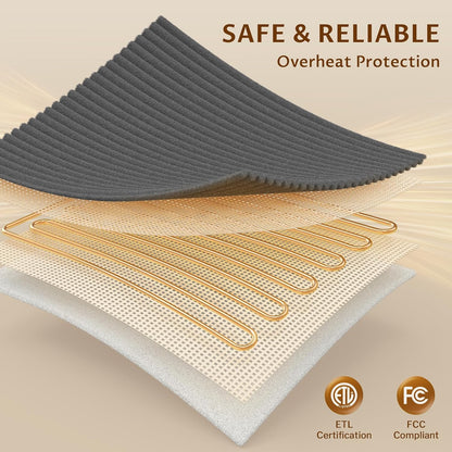 Heated Throw Blanket, 5 Heat Levels, 3 Hours Auto-Off, White | ETL & FCC certified, 50" × 60", OEKO-TEX fabric, machine washable, 100W low energy