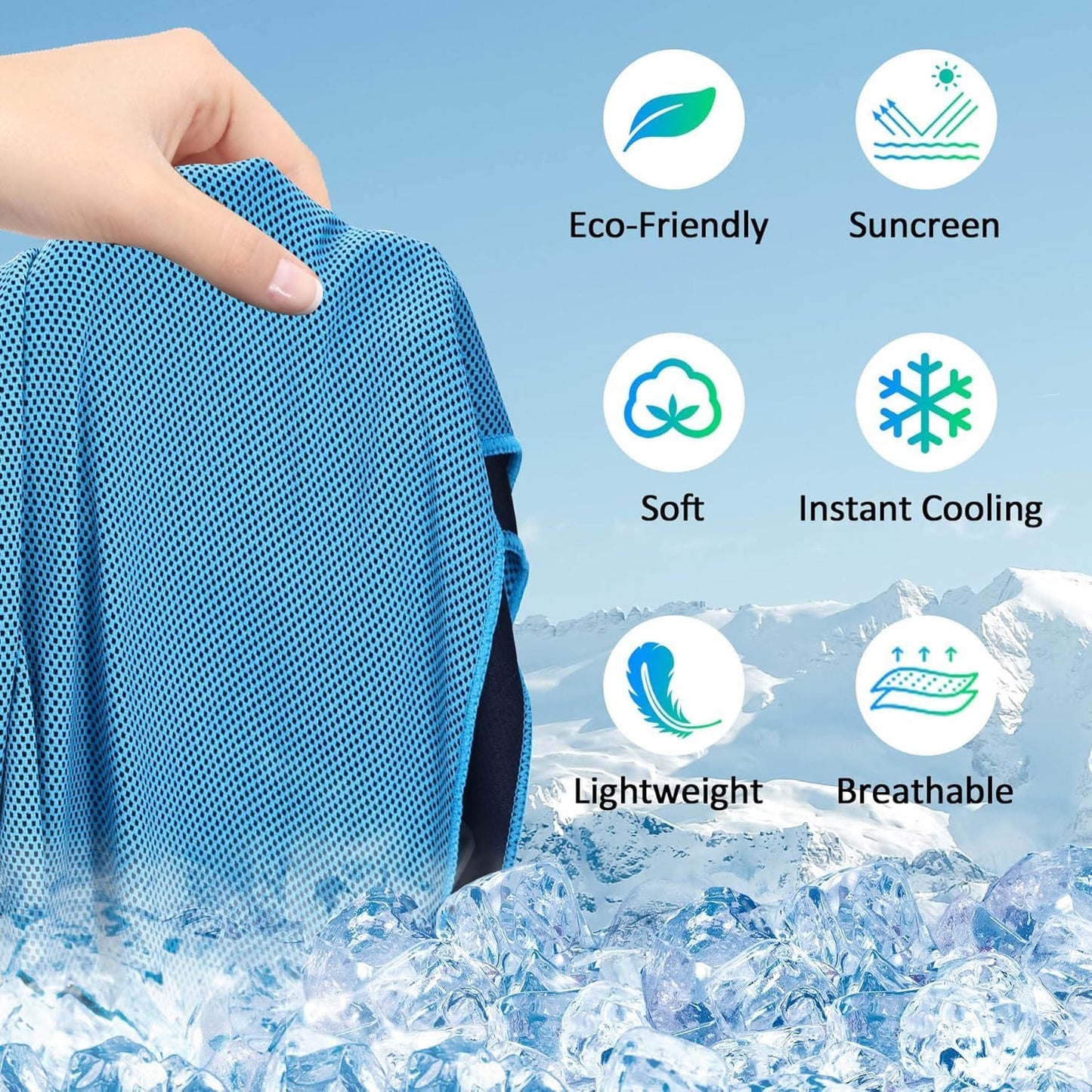 Cooling Towels 8 Pack(40"x12")for Neck and Face, Cooling Neck Wraps for Gym | Sweat wicking, Quick dry, Breathable, Reusable, Absorbent, Cold Towel for Running, Yoga, Travel, Climbing