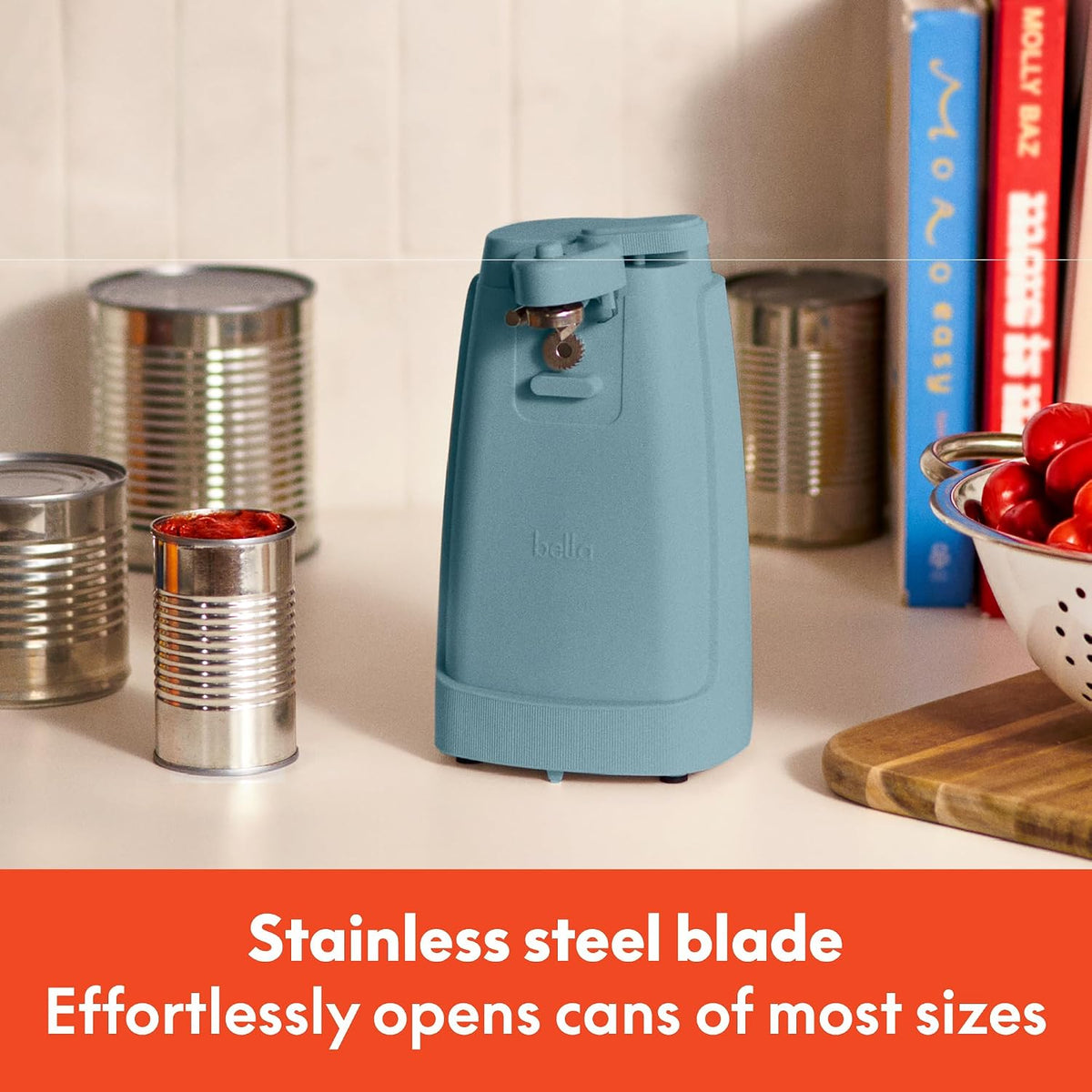 bella Electric Can Opener and Knife Sharpener, Black