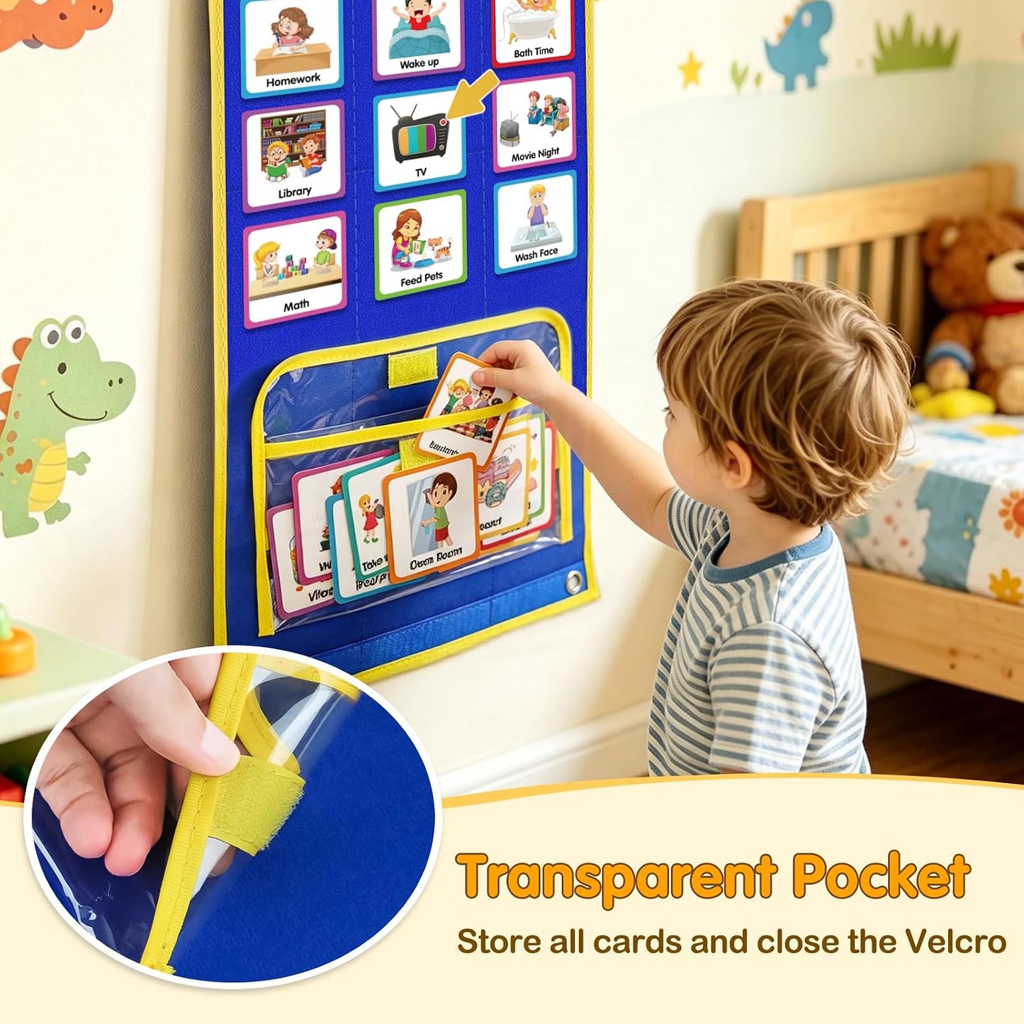 Large Visual Schedule for Kids Chore Reward Chart,Bedtime Routine Chart for Toddlers,Double Side Weekly Planner Board With 109 Cards for Home School Planner,Autism Learning Materials.