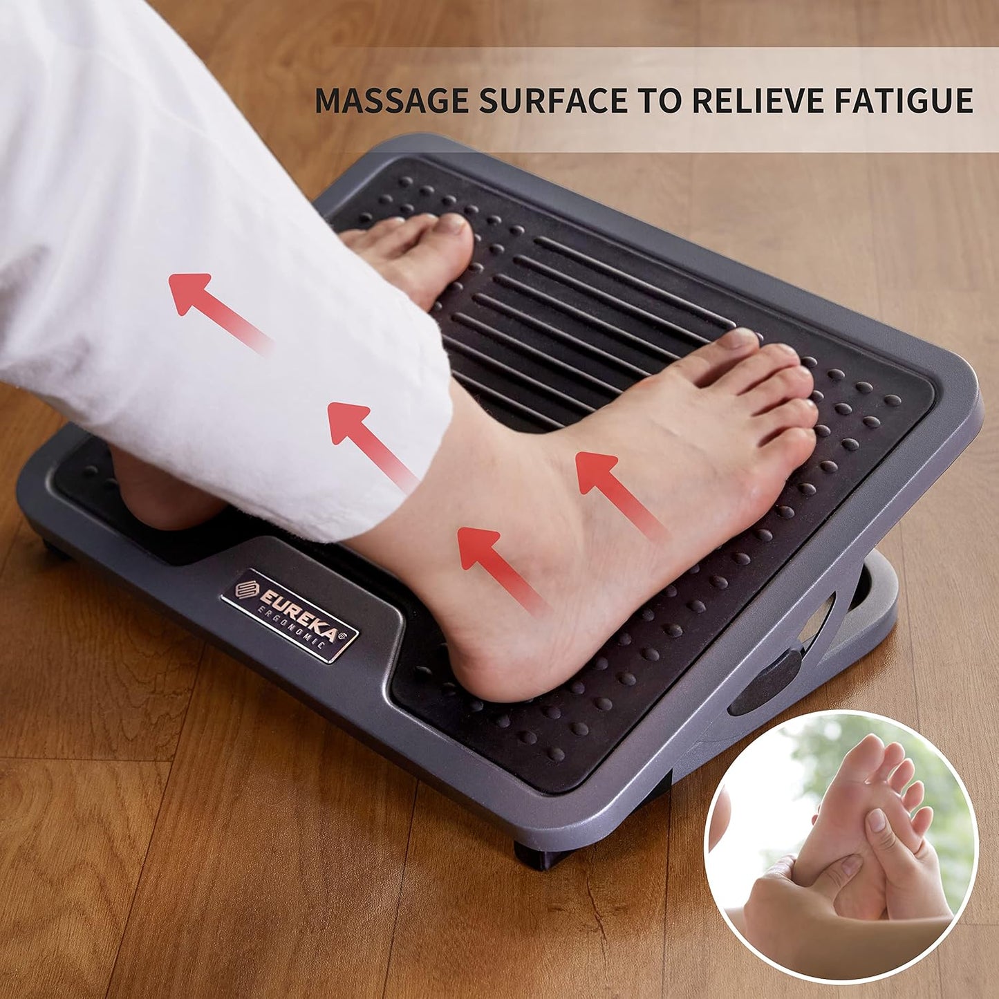 EUREKA ERGONOMIC Tilt Adjustable Footrest, Foot Rest for Under Desk at Work with Massage Surface, Office Foot Rest Under Desk with 20 Degree Tilt No Locking, Metal Frame | 20° tilt adjustable foot rest with massage surface and sturdy metal frame,