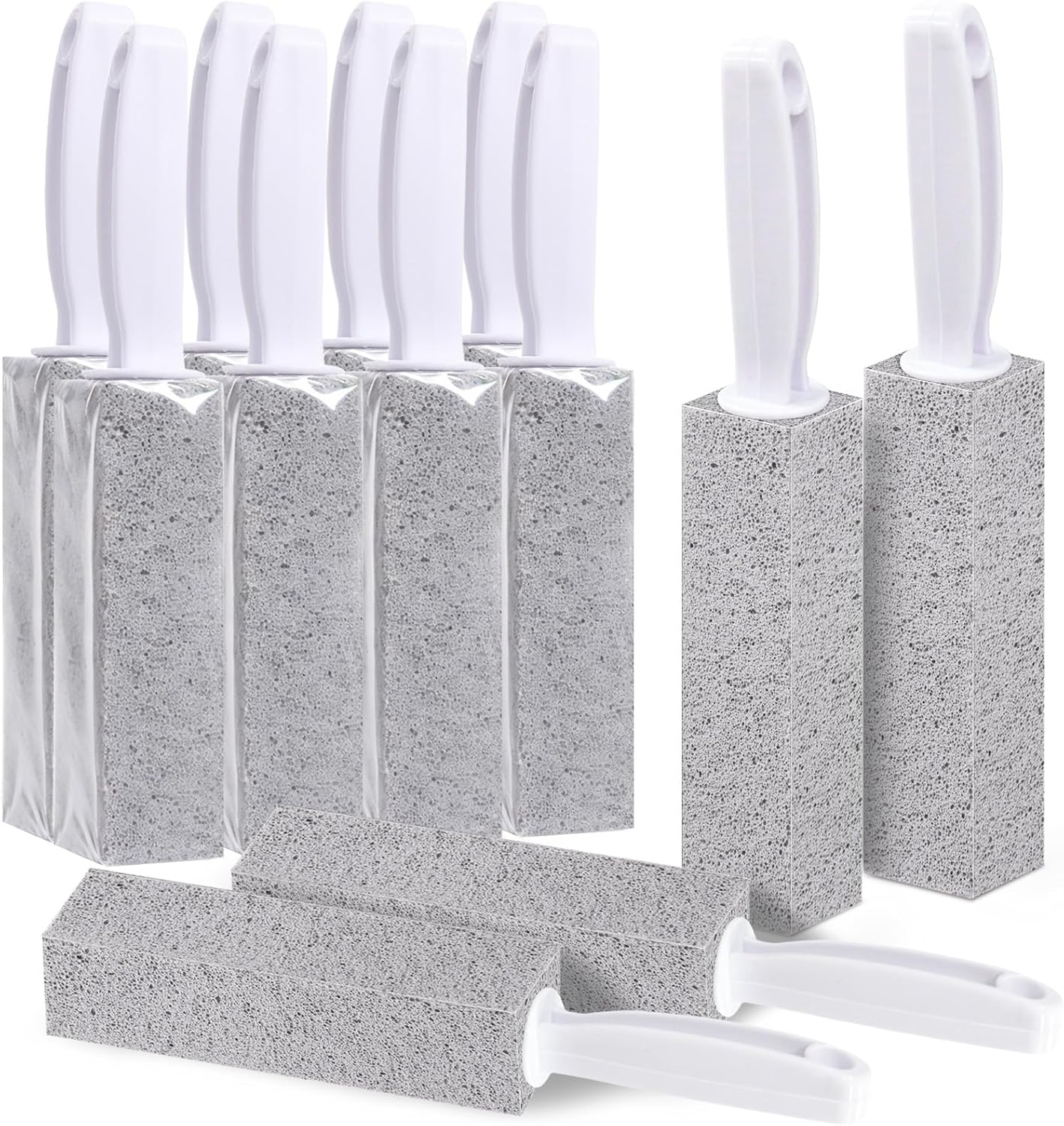 Ysglory 12-Pack Pumice Stone Toilet Bowl Cleaner with Handle | Removes Hard Water Rings, Limescale & Rust, Pumice Stone for Cleaning Toilet, Sink, Bathtubs, Pool, Grill
