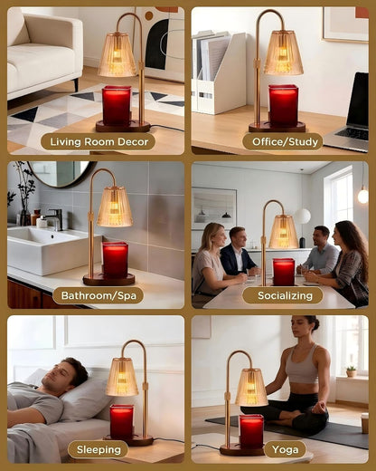 Candle Warmer Lamp with Timer Dimmer, Flameless Candle Warmer for Jar Candles, Height Adjustable Wax Warmer, House Warming Gifts New Home Decor, Birthday Gifts for Women (2 Bulbs Included)