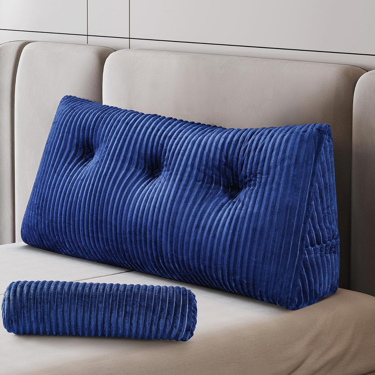 Z-hom Headboard Pillow, Wedge Backrest Cushion, Queen Size,NO Roll Pillow | Grey Triangular Backrest Cushion Equipped,NO Roll Pillow,Ideal for Reading,Sitting Up in Bed&Filling Headboard Gaps