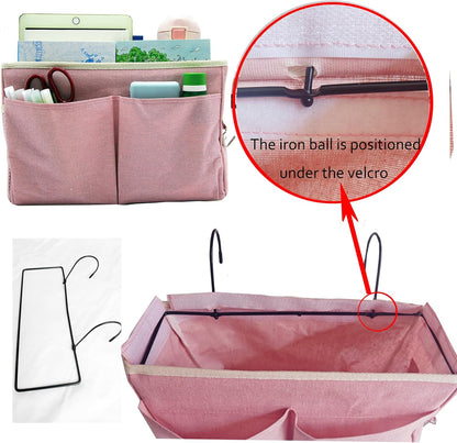 Bedside Caddy Bedside Hanging Storage Basket Multi-Function Organizer Caddy for Bunk and Hospital Beds Dorm Rooms Bed Rails, Can be Placed Glasses Books Mobile Phones（Navy Blue）
