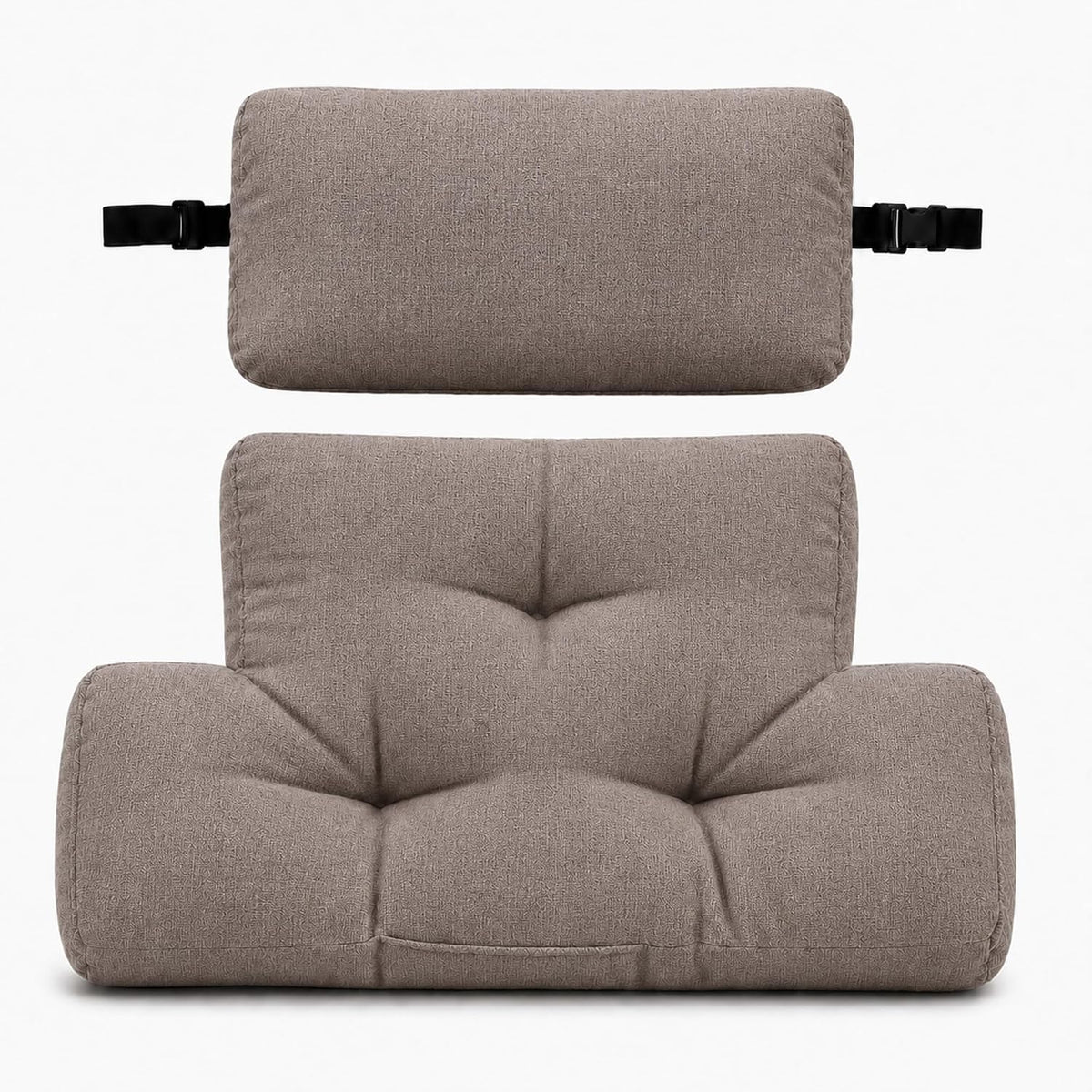 2 Piece Neck Pillow and Lumbar Support Back Cushion Set for Recliner, Beige
