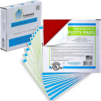 Acoustical Putty Pads - Moldable Soundproofing Pad - Fire Stop for Electrical Boxes Outlet Putty Pad, Highest UL and STC Rating - Size 7 x 7 - Pack of 3 Putty Pads - Made in USA