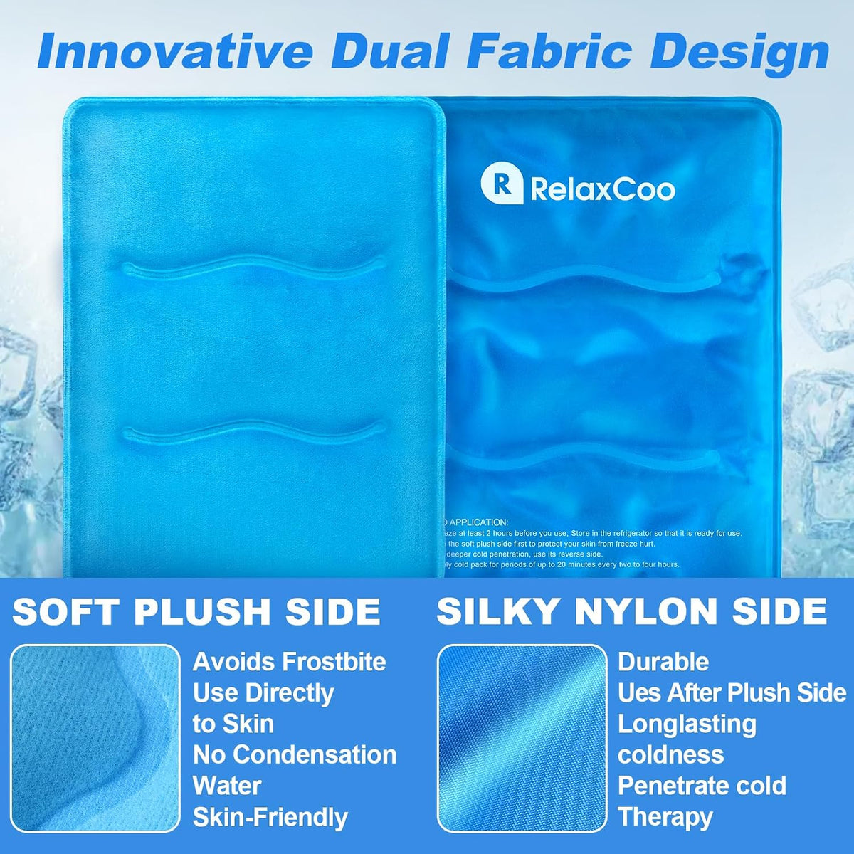 RelaxCoo Large Flexible Ice Pack for Injuries Reusable Gel, 11x14.5 Inches, Cold Compress for Hip, Shoulder, Knee, Back Pain, Swelling, Bruises, Surgery