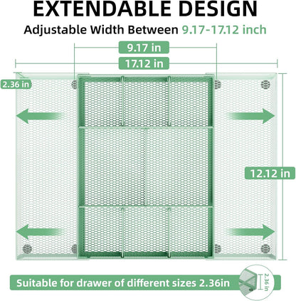 Marbrasse Expandable Desk Drawer Organizer, Mesh Drawer Organizer Tray with 10 Adjustable Compartments, Desk Organizers and Accessories, 5 Dividers Drawer for Office Supplies, Makeup & Vanity (Black)