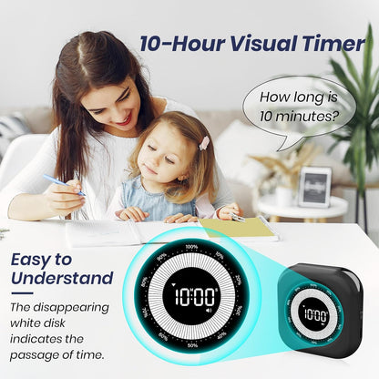 PERSUPER Visual Timer for Kids, Rechargeable 10-Hour Countdown/Up Timer | with 3 Volume Levels, 3 Brightness Display, and Magnetic, Homeschool Study Tool, Large Digital Timers for Classroom, Kitchen