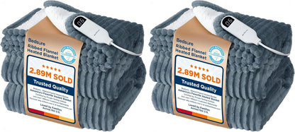 Bedsure GentleSoft Heated Blanket Throw - Soft Ribbed Flannel Electric Blanket, Gifts for Grandma (50x60 inches, Grey)