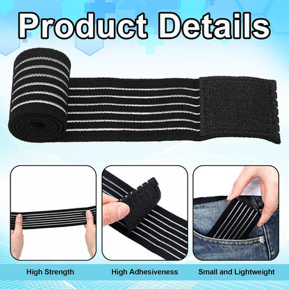 Geiserailie Ice Pack Strap Stretchable, 4 Size Elastic Reusable Ice Belt Extender, Adjustable Hook and Loop Extension Straps Add Length to Most Hot Cold Therapy (4 Pcs,Blue)