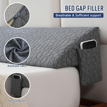 Patent Twin Size (39"x10"x6") Bed Wedge Pillow Headboard Pillow Mattress Wedge Triangle Pillow Long Bolster Pillow Bed Gap Filler (0-7") Mattress Gap Filler Between Your Headboard and Mattress