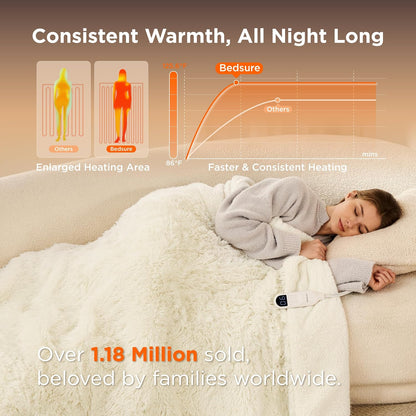 Bedsure Heated Blanket Throw Blanket with Preheat Function - Fast Heating Electric Blanket, Soft Flannel Throw with 6 Time Settings(Up to 10H), 6 Heating Settings, Gifts for Grandma (50"x60", Grey)
