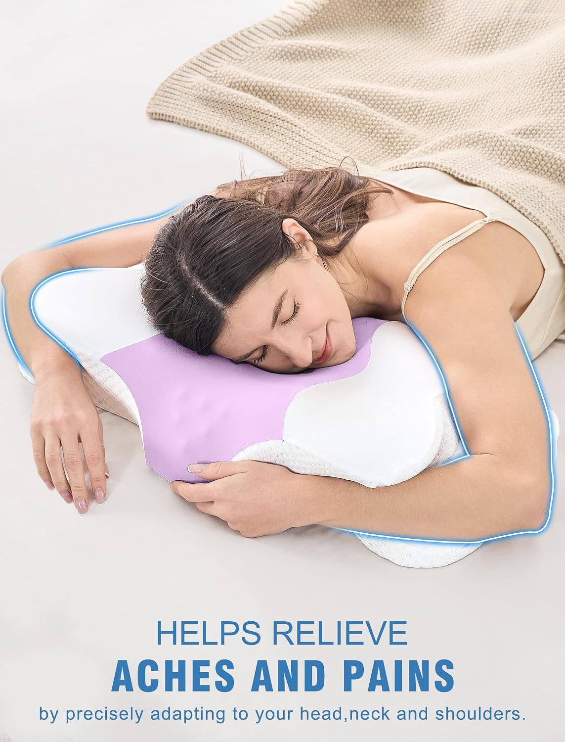 DISSA Cervical Neck Pillow for Side Sleepers Ergonomic Contour Memory Foam Pillow with Adjustable Orthopedic Neck Support for Pain Relief - Gift for Christmas & Birthdays