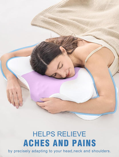 DISSA Cervical Neck Pillow for Side Sleepers Ergonomic Contour Memory Foam Pillow with Adjustable Orthopedic Neck Support for Pain Relief - Gift for Christmas & Birthdays