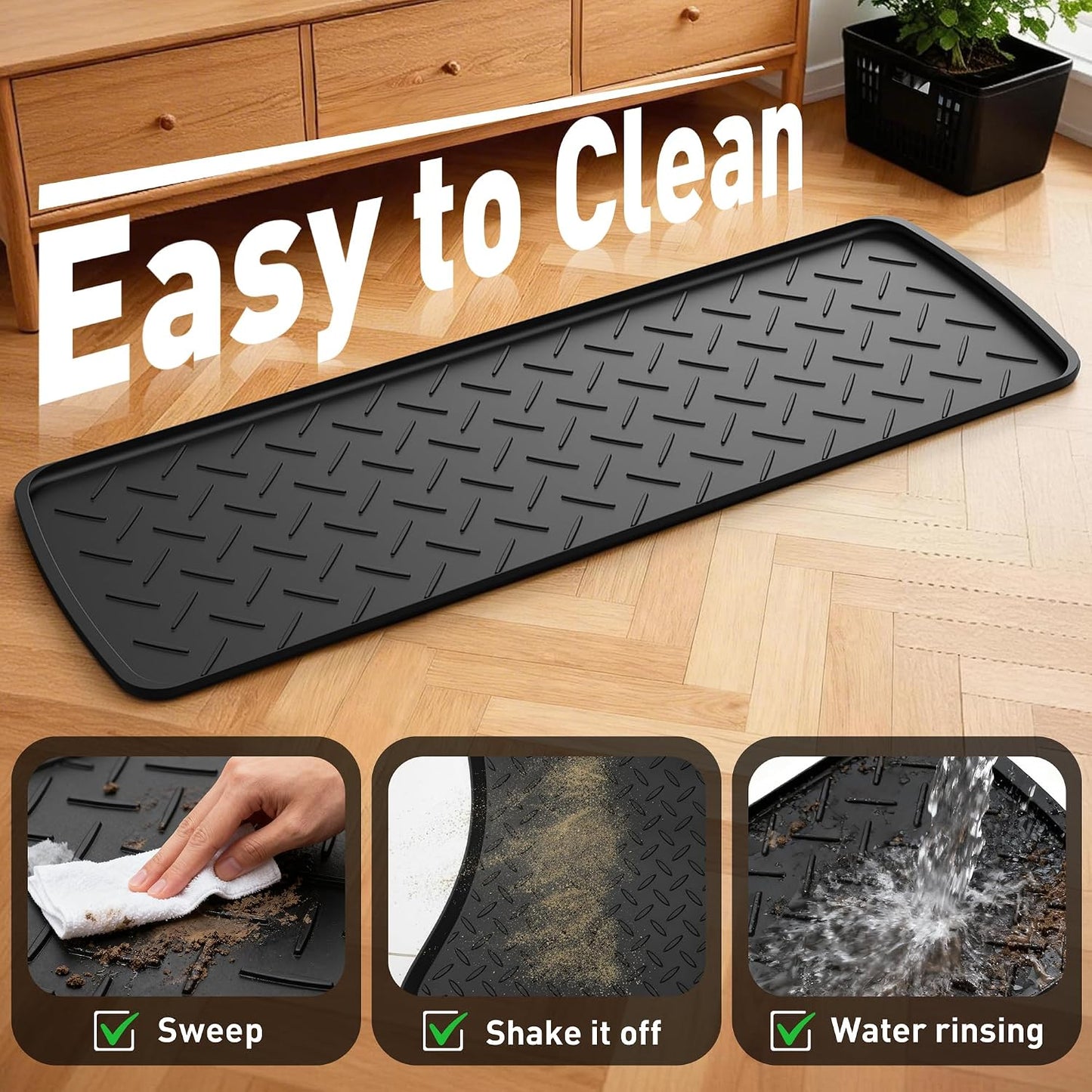 Boot Trays Heavy Duty Rubber Mat with Lip, Waterproof Shoe Mat Tray for Entryway Shoe Tray Multi-Purpose for Indoor or Outdoor 27.56 x 15.75inch