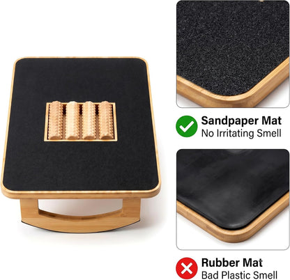 Bamboo Under Desk Foot Rest Foot Stool Rocking Footrest (Nature Semicircle) | Ergonomic Wooden Foot Stool with Non-Slip Surface