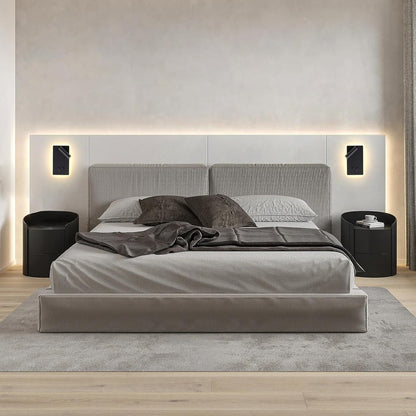 MOLUOLA LED Wall Lamp Wall Mounted Reading Lights, Adjustable Headboard Plug in Wall Sconce with USB C+A Ports, Headboard Bedside Lamp with 9W+3W Night Light 3000K (White)