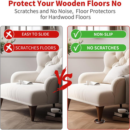 Ezprotekt 2 inch Non Slip Wood Furniture Pads for Hardwood Floors, 4 Pcs Round Anti Slip Furniture Coaster Cups Floor Protectors with Anti-Slide EVA for Chair Sofa Table Bed Couch (Dark Brown)