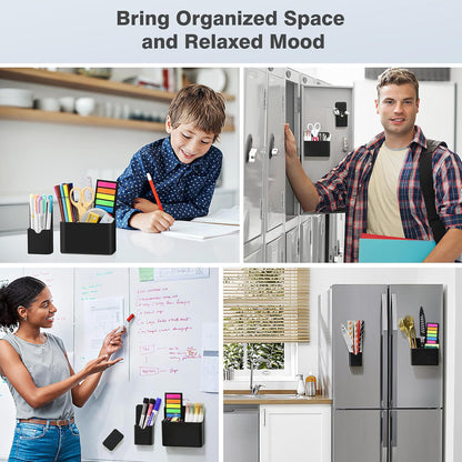 MoKo Magnetic Pen Holder, Pencil Accessories Whiteboard Organizer, White | Magnetic dry erase marker holder has two compartments and an ABS body for whiteboards, refrigerators and lockers.