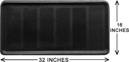 IRONGATE Heavy Duty Big Foot Boot Tray - Set of 2 Indoor/Outdoor Use 100% Rubber All Weather Shoe Mat - Multi-Purpose Entryway/Garage/Pet Feeding/Painting Project Clean Ups - 16x32 - Black