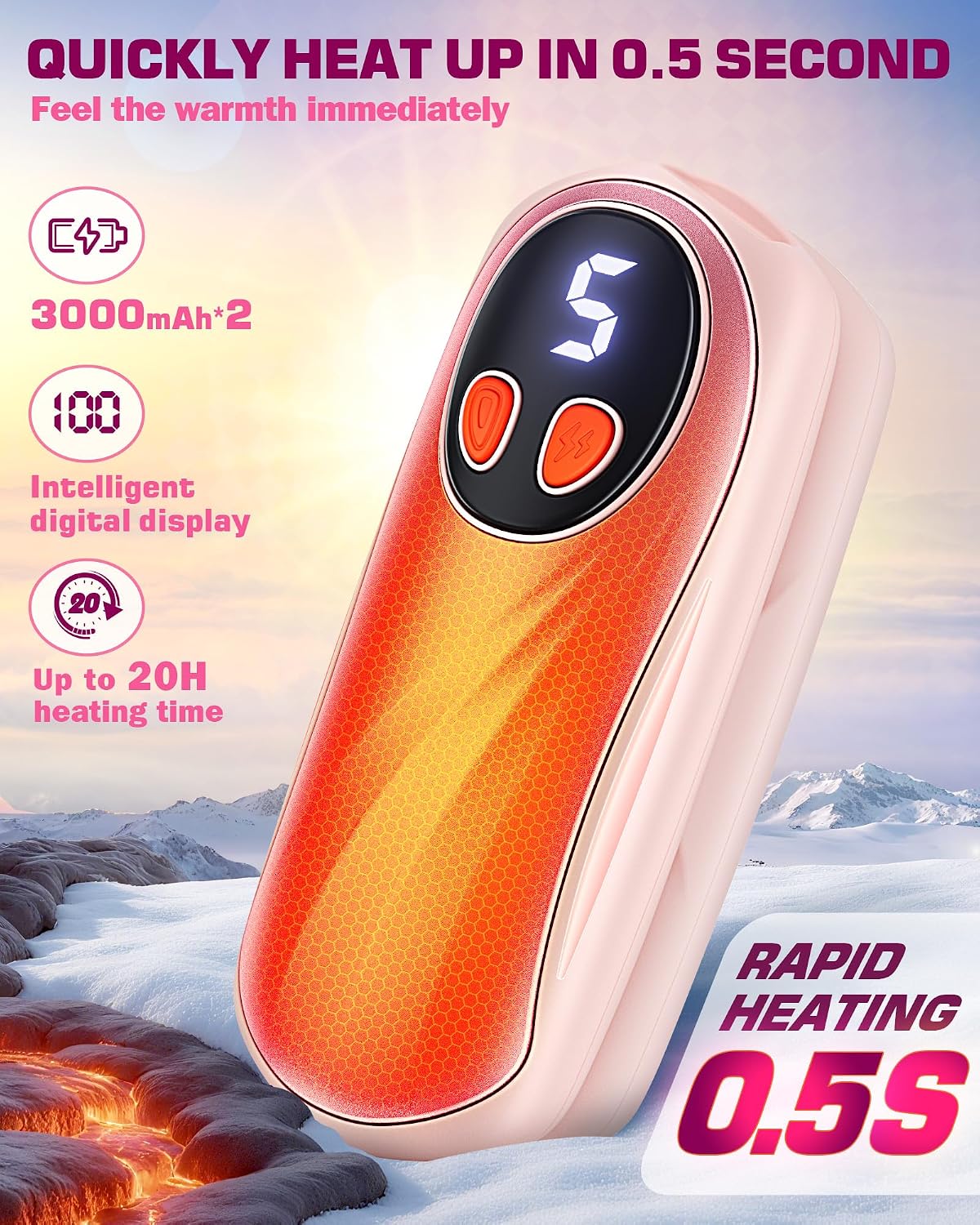 Hand Warmers Rechargeable 2 Pack, 6000mAh Electric Hand Warmers, Silver