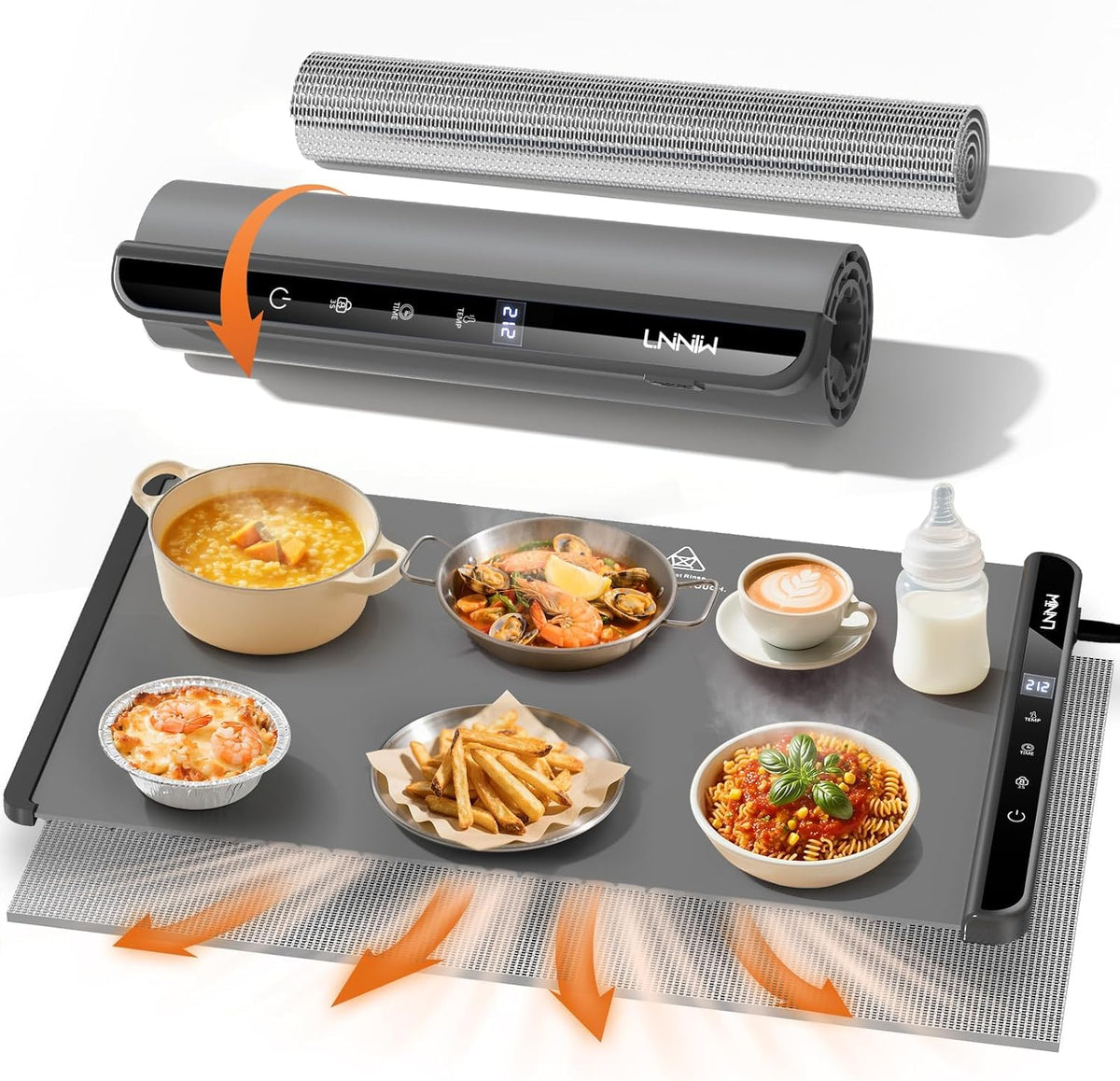 Warming Mat for Food, 26x15 Inch, Off White, Fast Heat, Child Lock