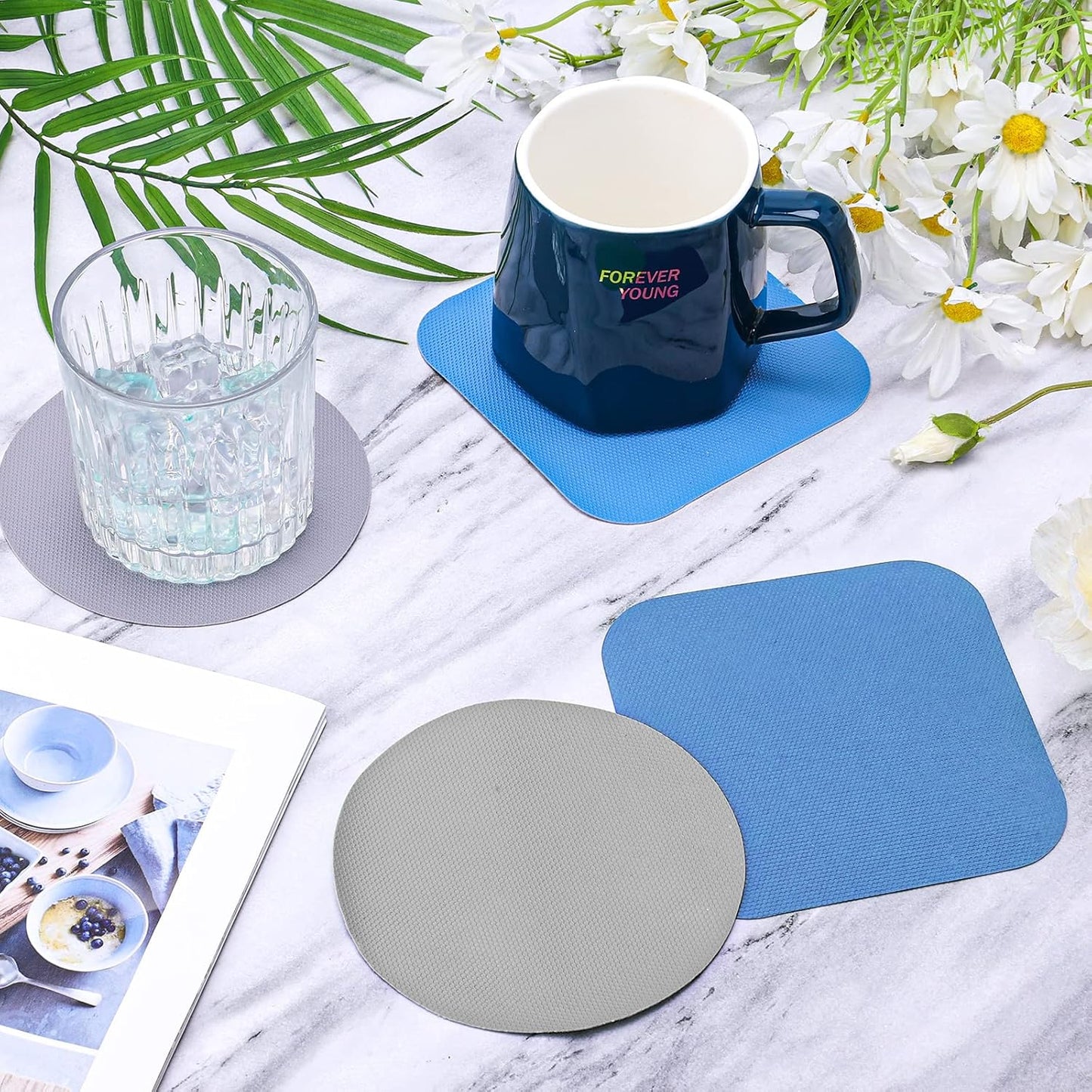 LUTER 4pcs Jar Opener Gripper Pad for Seniors with Weak Hands, Rubber | Multi-function Silicone Bottle Opener Lid Cap Rubber Gripper Pads Kitchen Coasters Gadgets, Light Blue, Green
