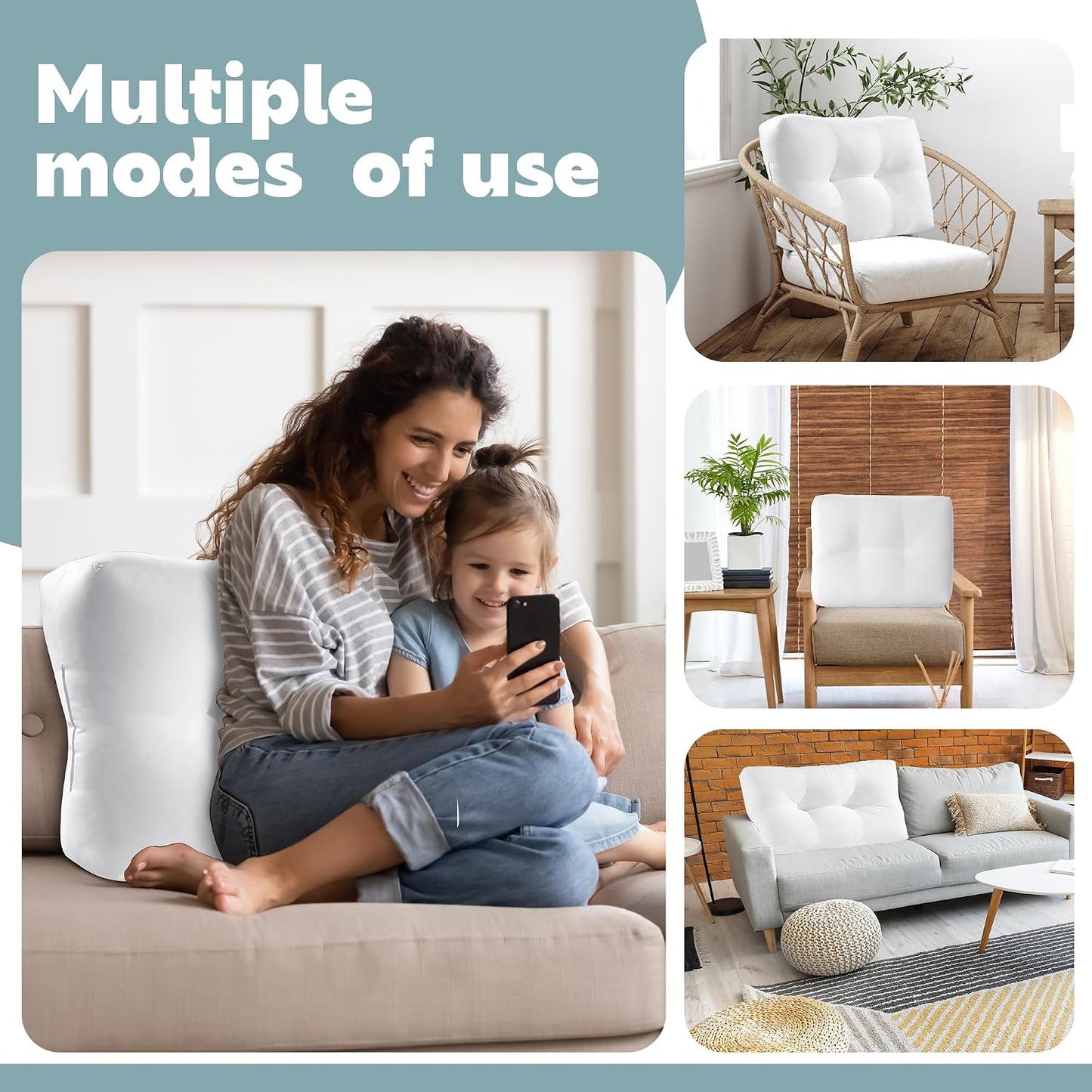 HOMBYS Shredded Foam Sofa Back Cushions, Supportive Back Cushion Replacement for Couch, Stuffing Filling Lumbar Support Pillow for Couch, Bed, Floor, (27.5"x18"x5")