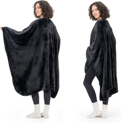 Berkshire Blanket Primalush™ Wearable Blanket, Cozy Loungewear Pocketed Plush Cape Wrap for Adults & Teens(Purple, One Size 58"X64")
