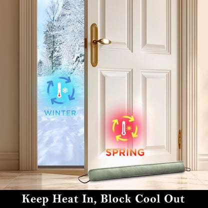 Door Draft Stopper, Removable Washable Cover, 38", Gray | Weighted Gap Filler, Blocks Hot and Cold Air, All-Season Seal, Easy Install, Noise & Wind Blocker, Home Essentials