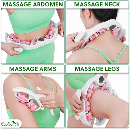 EcoEarth Cellulite Massage Roller - Handheld Fascia Massager with Detachable Handles - Anti Cellulite Tool for Legs, Thighs, Buttocks & Belly - Deep Tissue Muscle Roller for Lymphatic Drainage