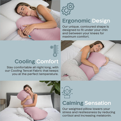 Weighted Body Pillow 6.5lbs, Cooling Tencel Cover, 41” x 10” | Calming Weighted Comfort, Breathable Cooling Cover, Machine Washable, Made for Side Sleepers, 12 Month Warranty