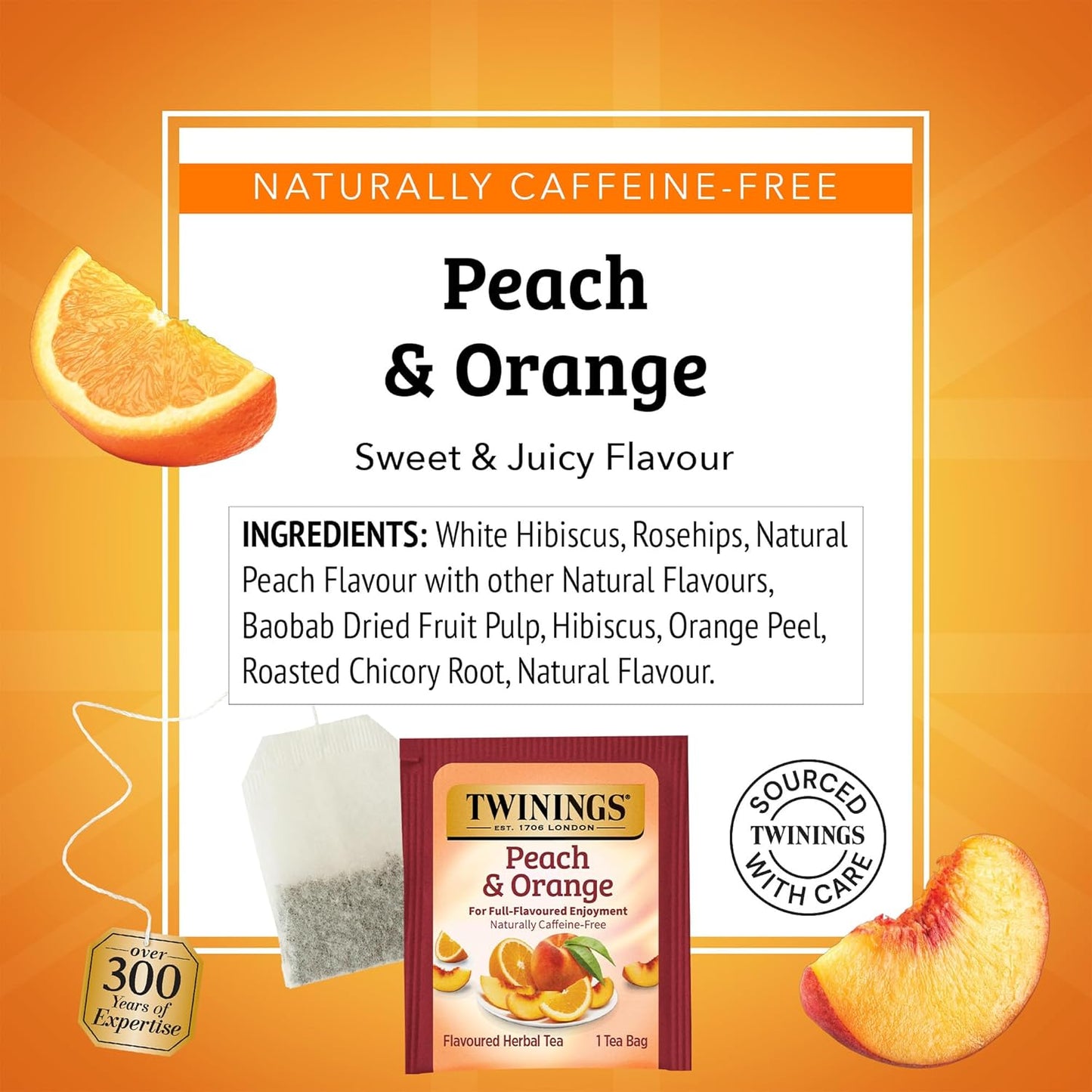 Twinings Mango & Pineapple Herbal Tea Individually Wrapped Bags, 20 Count (Pack of 1), Naturally Caffeine-Free, Enjoy Hot or Iced, 20 Teabags
