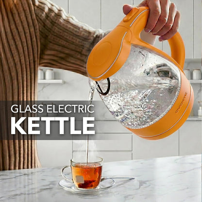 OVENTE 1.5L Glass Electric Kettle Water Boiler, Black KG83B | 1100W Fast Boiling, Borosilicate Glass, BPA-Free, Blue LED, Auto Shut-Off, Boil-Dry Protection, Removable Filter, 360° Base