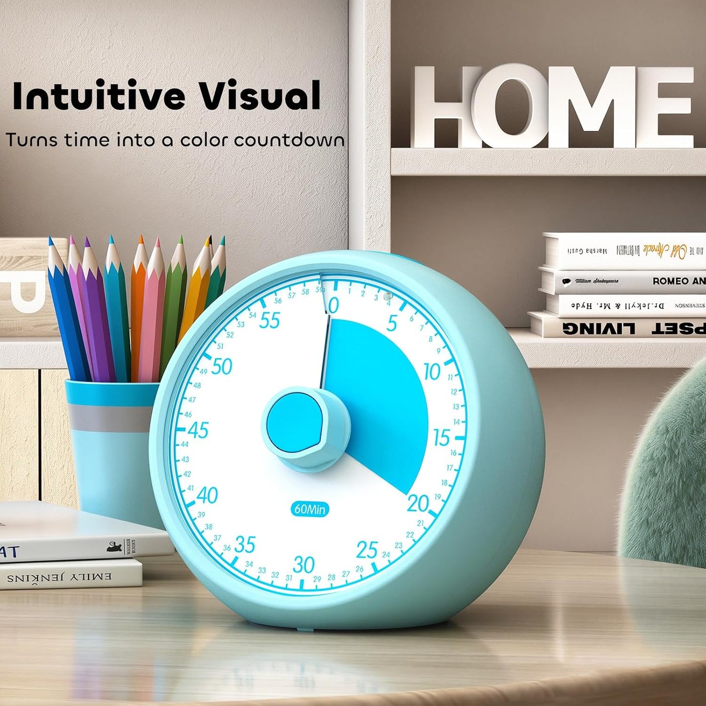 Visual Timer for Kids 60-Minute Countdown Timer with Optional Alarm, Focus Tool for ADHD & Autism, Time Management for Homework, Chores, Office, Kitchen, Teaching & Study Routines (Purple)
