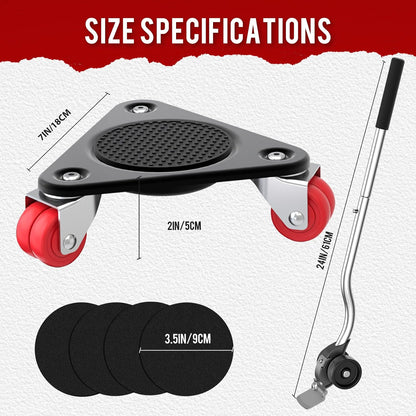 Heavy Duty Furniture Movers with 8 Wheels | Dual-Wheel Design Carbon Steel Panel Furniture Dolly Set with Lifter,360°Rotating Casters for Easy Moving,Max Load 3306 LBS