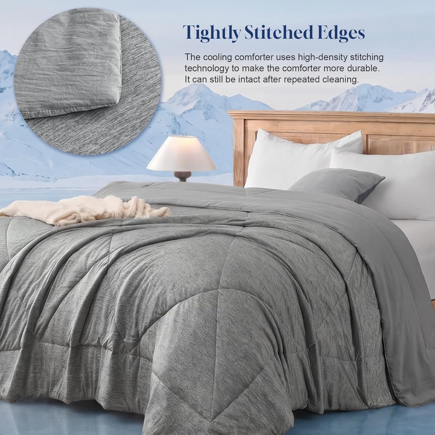 VK VK·LIVING Cooling Comforter King Size, Summer Cooling Blanket for Hot Sleepers and Night Sweats, Double-Sided Q-Max 0.45 Lightweight Breathable Soft Cooling Quilt for Bed Couch, 90"x108", Dark Gray