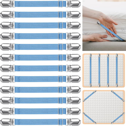 Boao 12 Pcs Bedsheet Strap Elastic Clip, White, 4-8 Inch Length