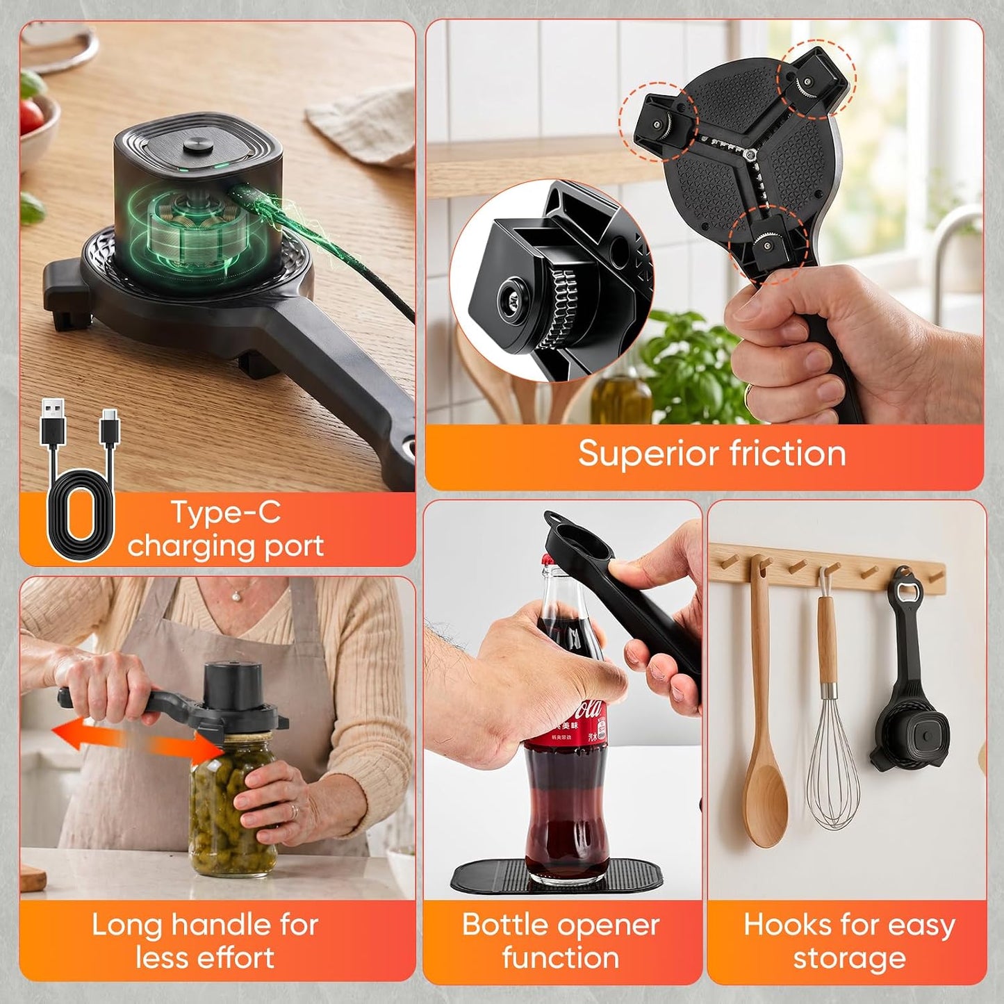 Stillstorm Electric Jar Opener, Bottle Opener whith Automatic locking | Jar opener with Gripper Pad, Multifunctional for Seniors &Weak Hands & Kids, Gift for Mother