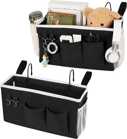 Bedside Caddy, Bedside Storage Bag Hanging Organizer for Bunk Dorm Bed Rail | Bed Caddy with Hooks, Top Bunks and Dorm Essentials for Water, Tissues, Tablets, Books, Phones, Remotes and Other Necessories