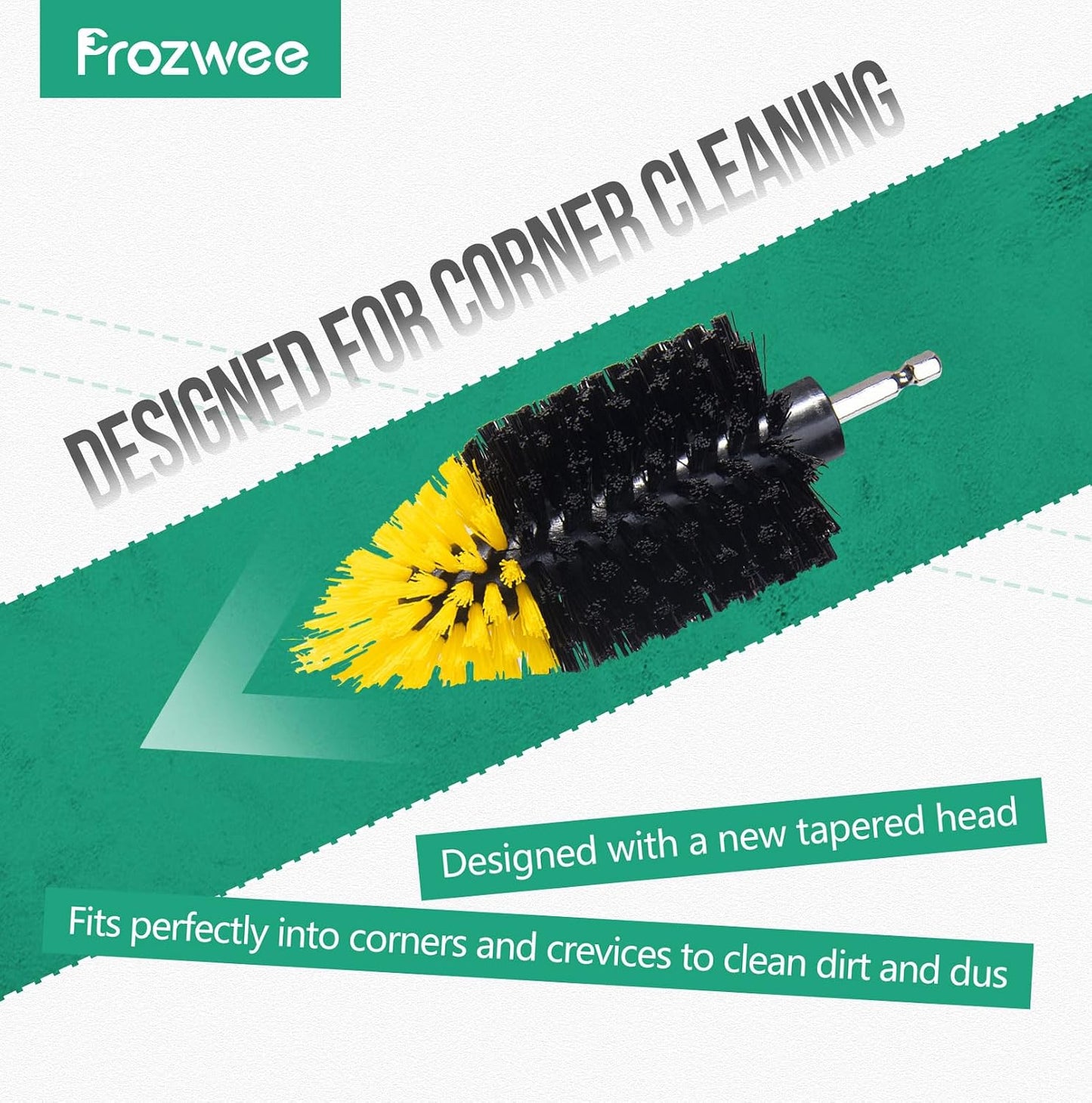 2PCS Tile Corner Drill Brush,New-Tapered Design for Clean Corners | Upgraded Powerful Scrubber Brush,to Tackle Corner Stains,Grout,Tiles,Sinks, Cleaning Corner of Bathtub,Bathroom,Kitchen