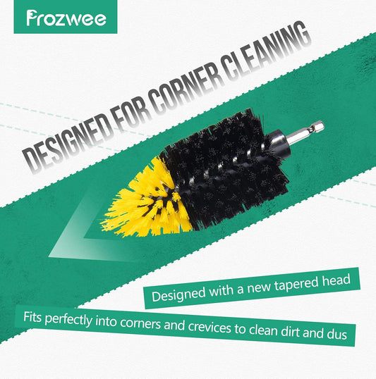 2PCS Tile Corner Drill Brush,New-Tapered Design for Clean Corners | Upgraded Powerful Scrubber Brush,to Tackle Corner Stains,Grout,Tiles,Sinks, Cleaning Corner of Bathtub,Bathroom,Kitchen