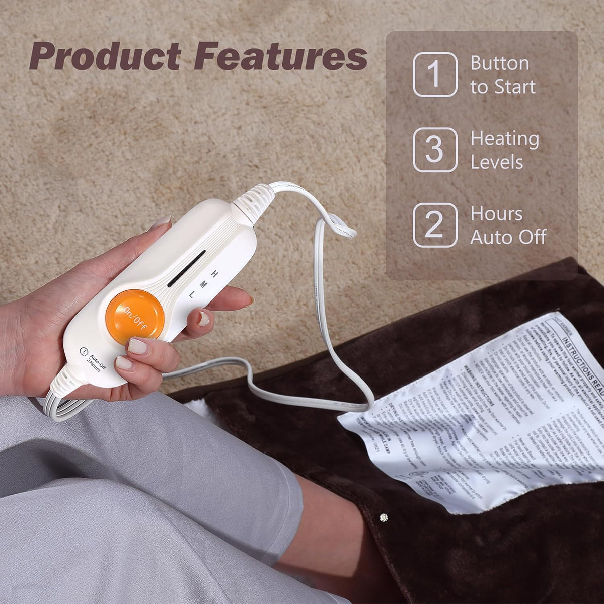 Gintao Electric Heated Foot Warmers for Feet,22"×20" Soft Foot Heating Pad